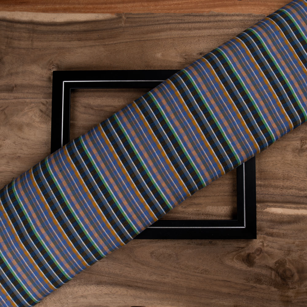 Check Multicolour Pure Cotton 102 GSM Handwoven Fabric
