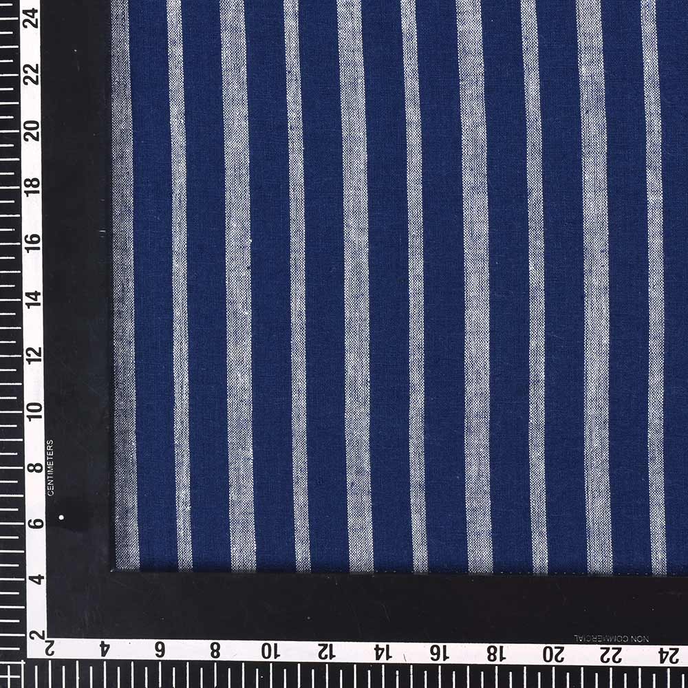 STRIPE DARK BLUE PURE COTTON 105 GSM HANDWOVEN FABRIC