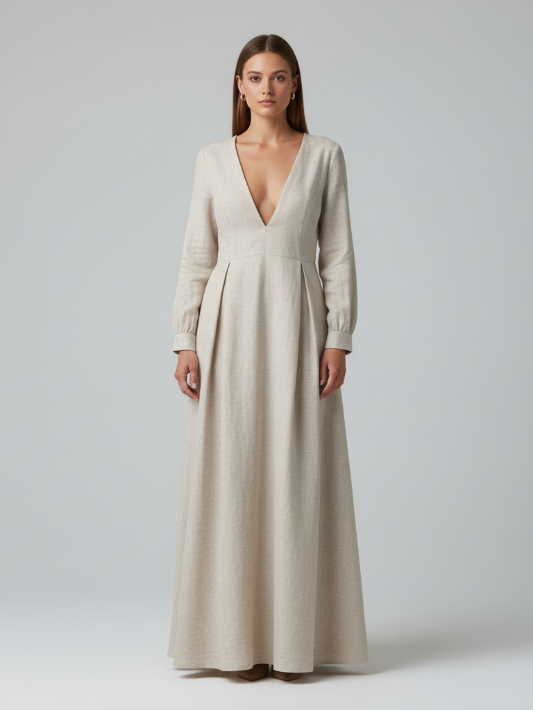 Deep Cut V-Neck Long