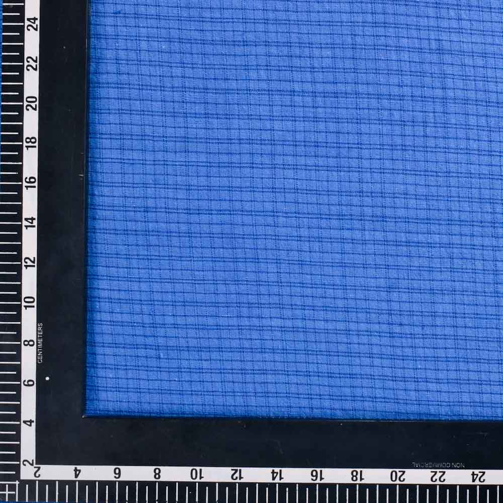 CHECK BLUE PURE COTTON 102 GSM HANDWOVEN FABRIC