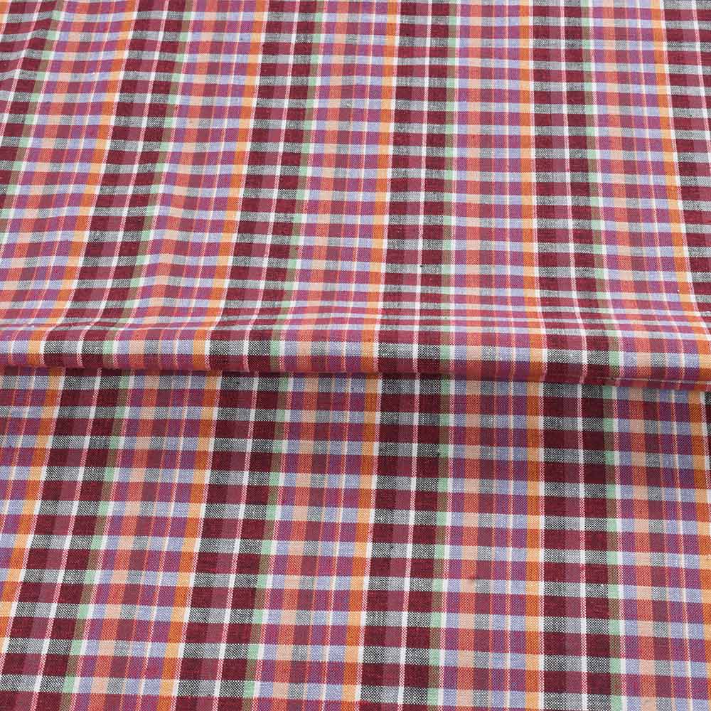 CHECK MULTICOLORED KHADI COTTON 114 GSM HANDWOVEN FABRIC 384
