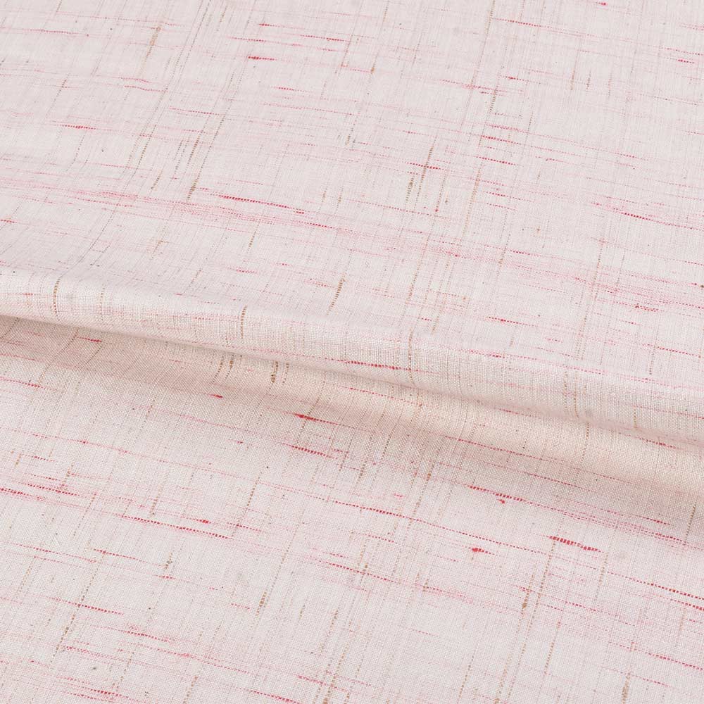 FUTKI CREAM & RED KHADI COTTON 148 GSM HANDWOVEN FABRIC