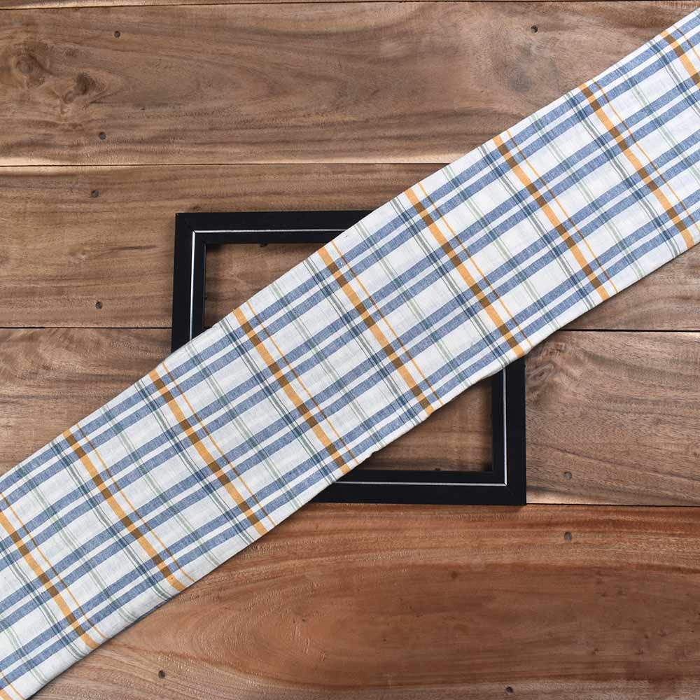 Check Blue & White Pure Cotton 92 GSM Handwoven Fabric