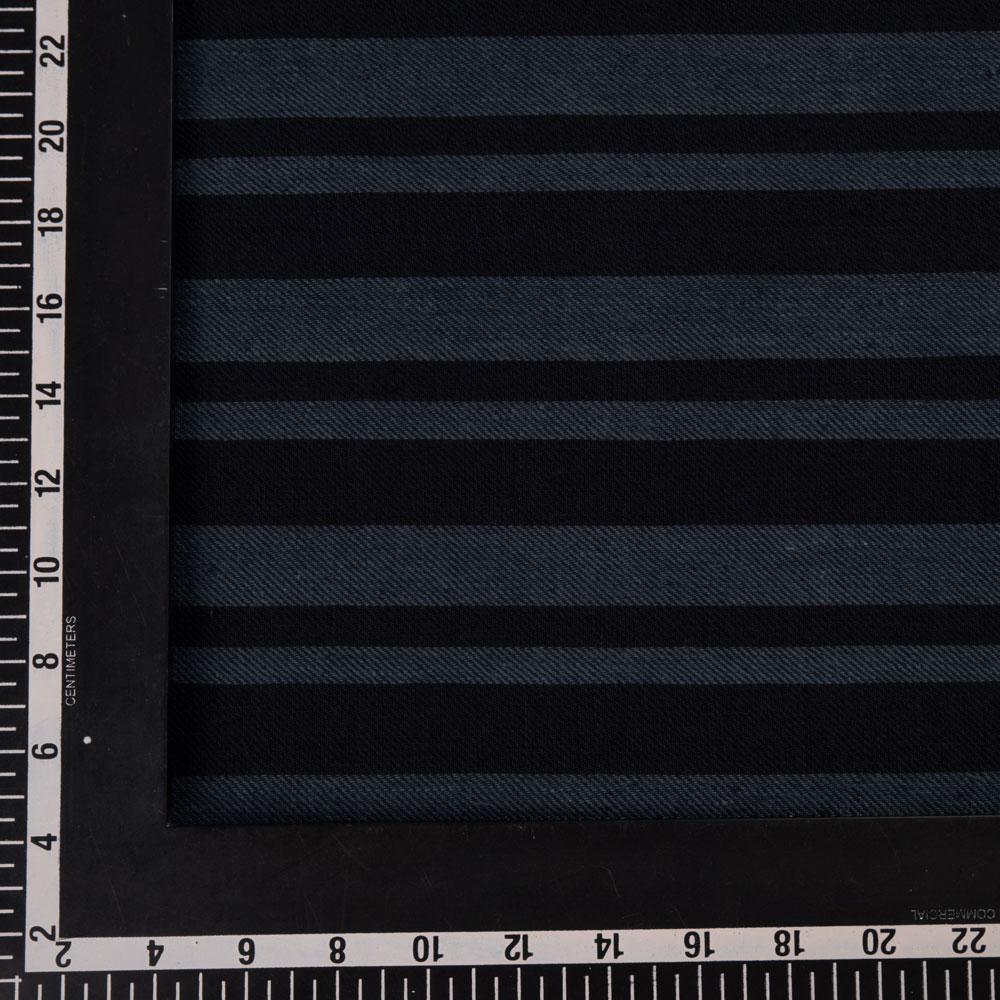 STRIPE TWILL BLACK COTTON KHADI 128 GSM HANDWOVEN FABRIC