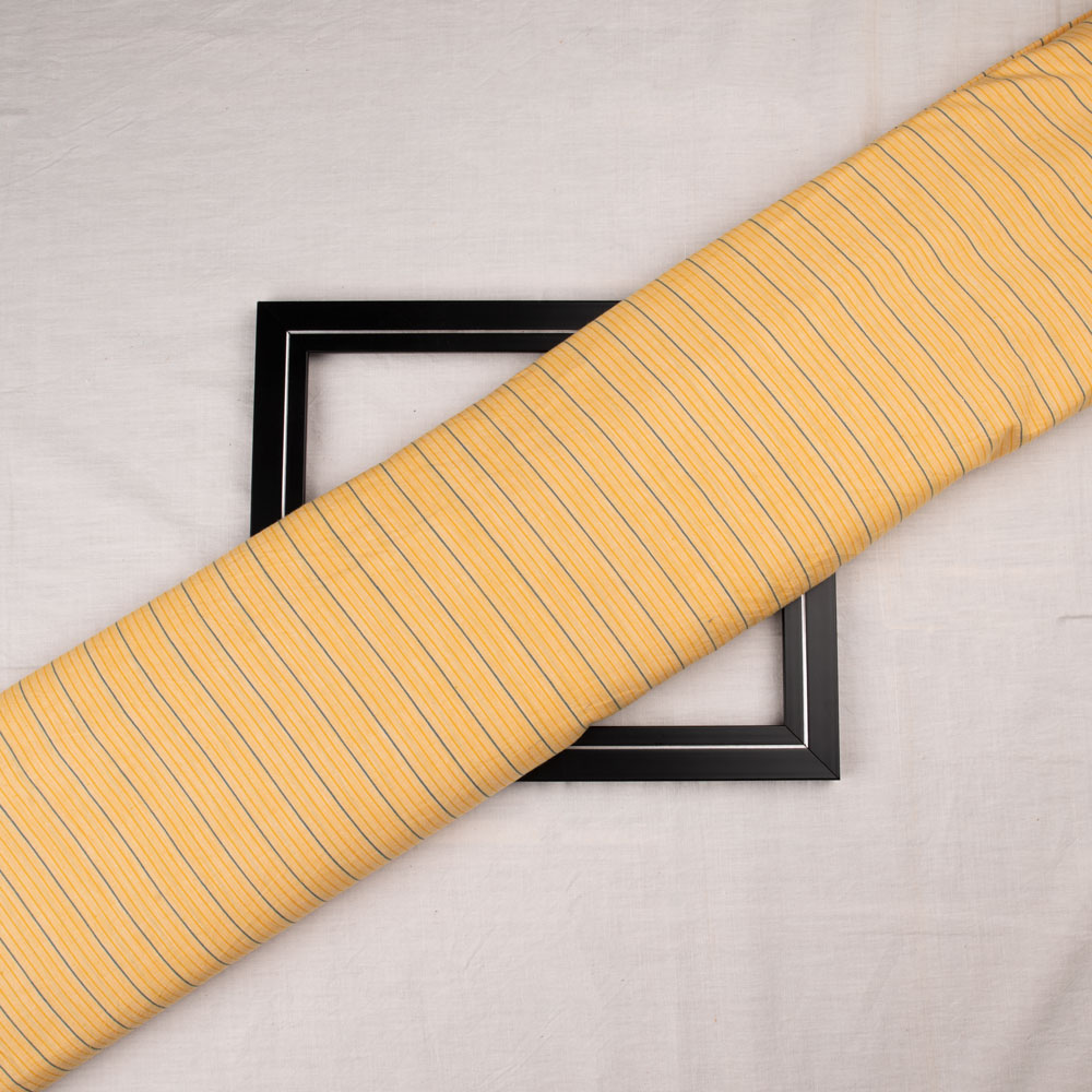 Pinstripe Yellow Pure Cotton 101 GSM Handwoven Fabric