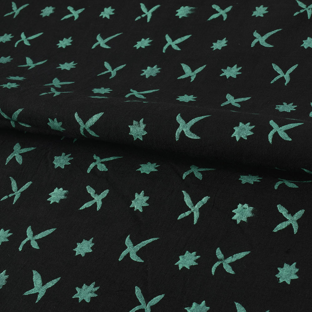 ABSTRACT BLACK BLOCK PRINTED PURE COTTON 65 GSM HANDWOVEN FABRIC 39
