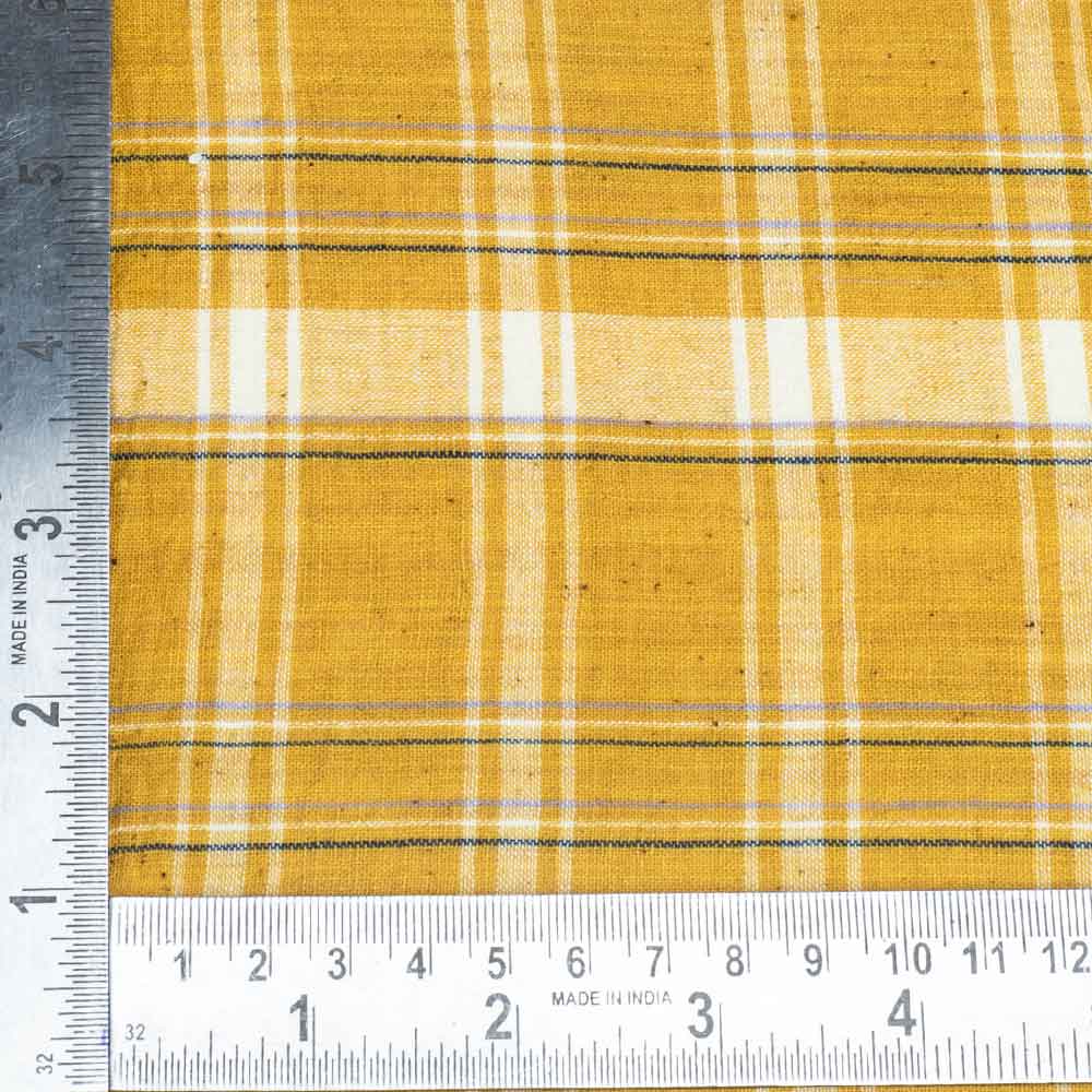 CHECK YELLOW PURE COTTON 96 GSM HANDWOVEN FABRIC 22