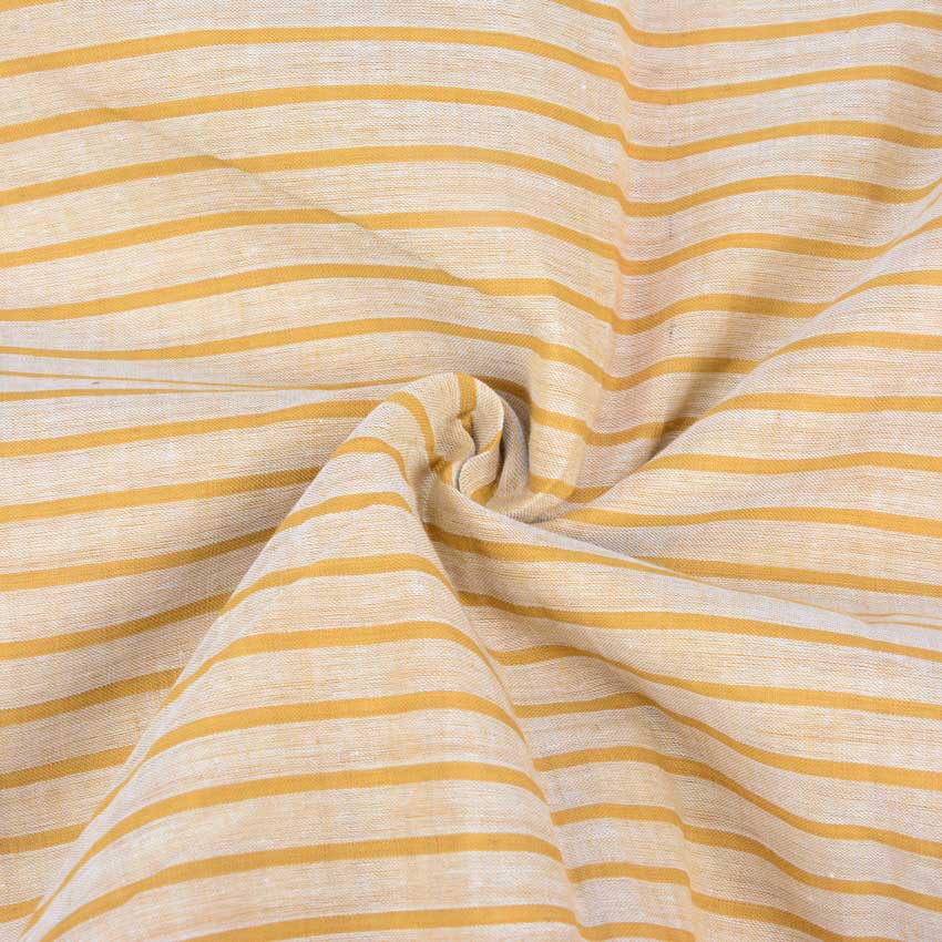 Stripe Beige & Yellow Pure Cotton 70 GSM Handwoven Fabric