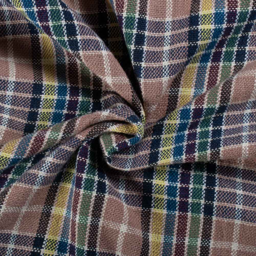 Check Multicolour Pure Khadi 300 GSM Handwoven Fabric