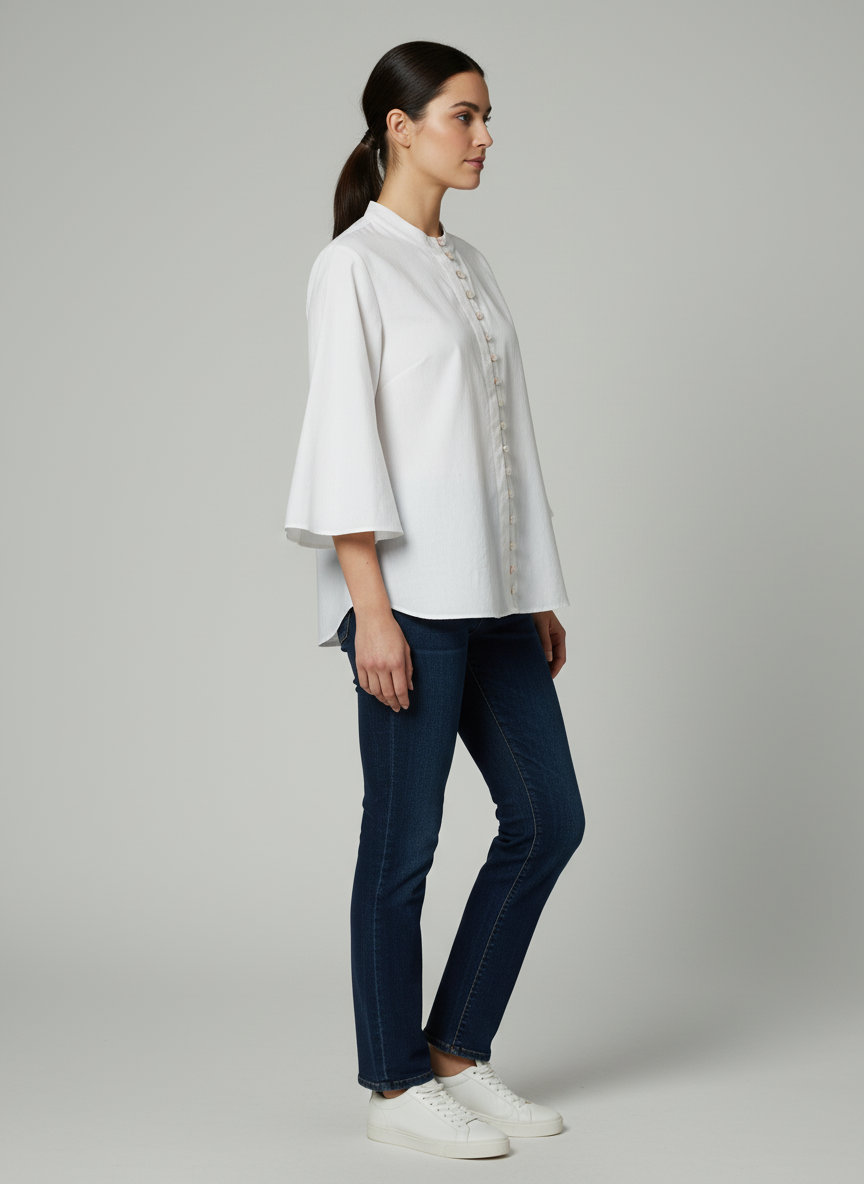 Mandarin Collar Top with Multi Colour Loop 