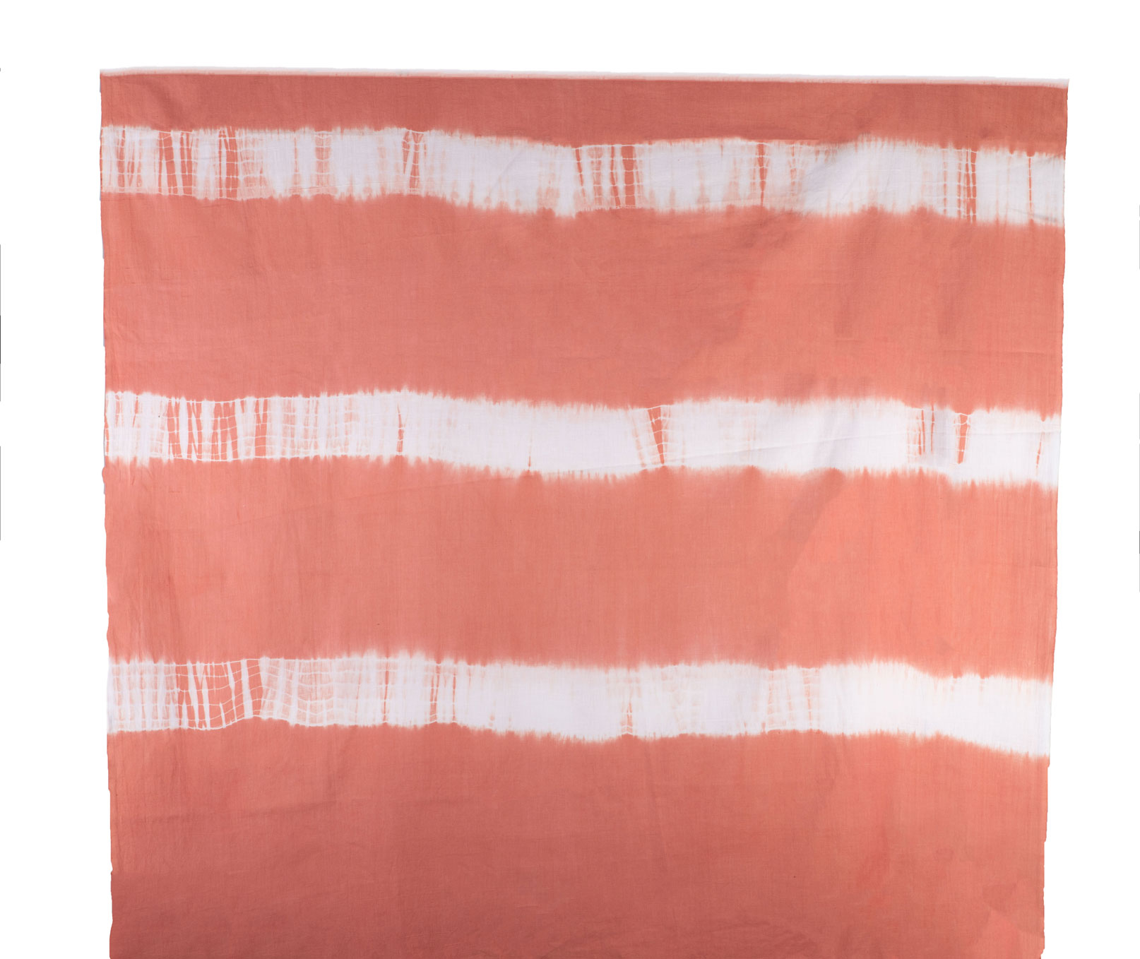 Abstract Peach White Tie Dye Khadi Cotton 120 GSM Handwoven Fabric