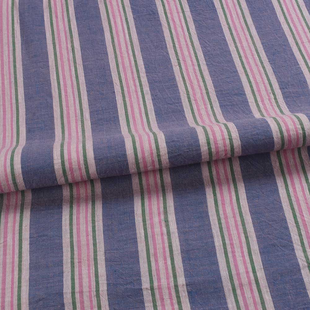 STRIPE MULTICOLOR PURE COTTON 70 GSM HANDWOVEN FABRIC