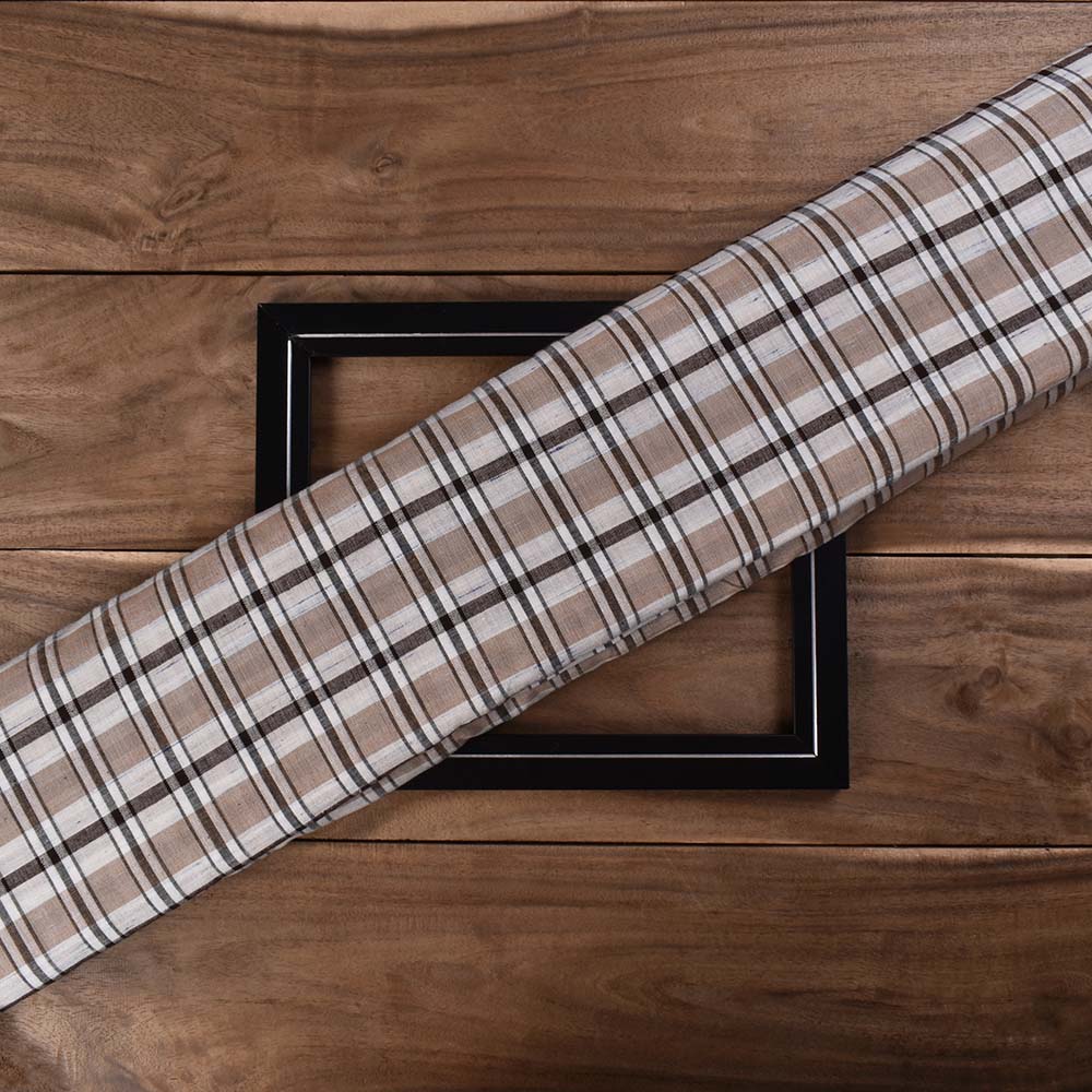 Futki Check Multicolor Khadi Cotton 100 GSM Handwoven Fabric