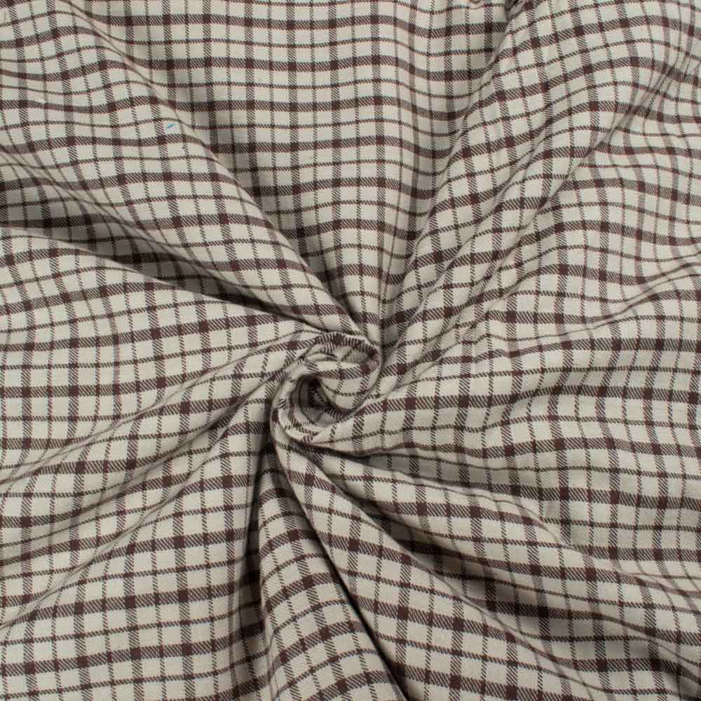 Check Twill Brown Pure Cotton 173 GSM Handwoven Fabric