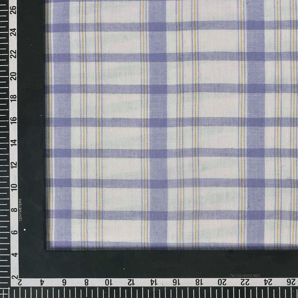 Check Blue & White Pure Cotton 90 GSM Handwoven Fabric