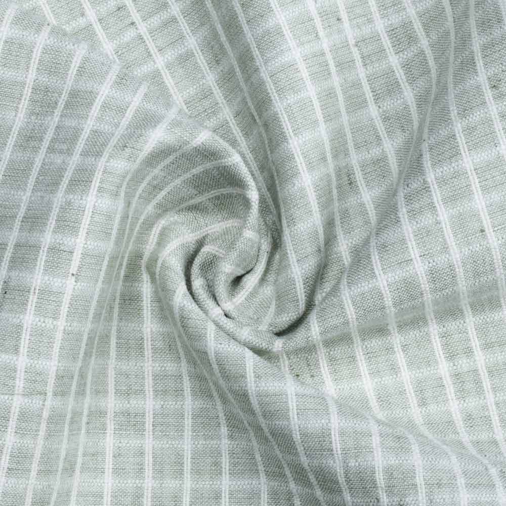 Check Greenish Grey Pure Cotton 104 GSM Handwoven Fabric