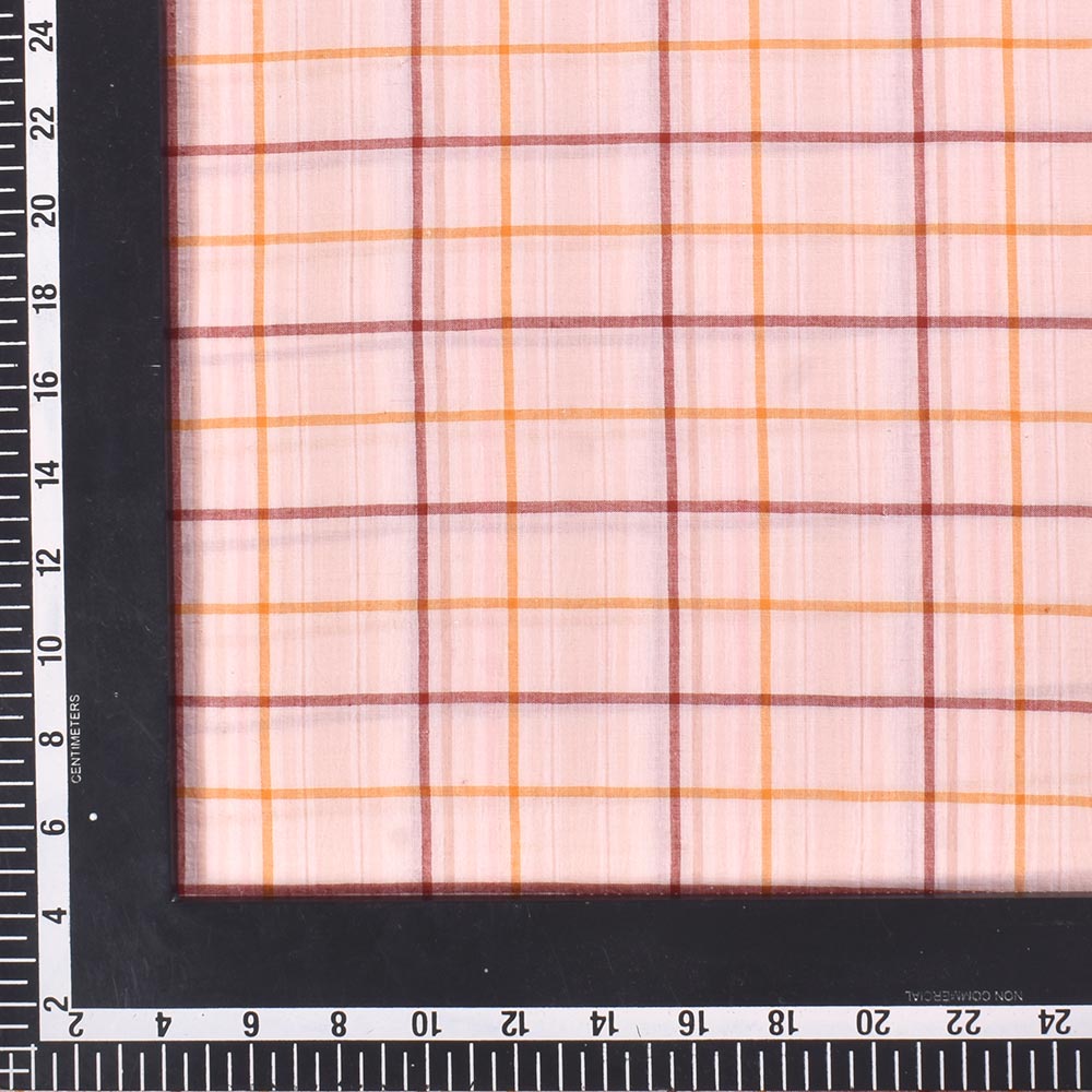 CHECK LIGHT PINK PURE COTTON 60 GSM HANDWOVEN FABRIC