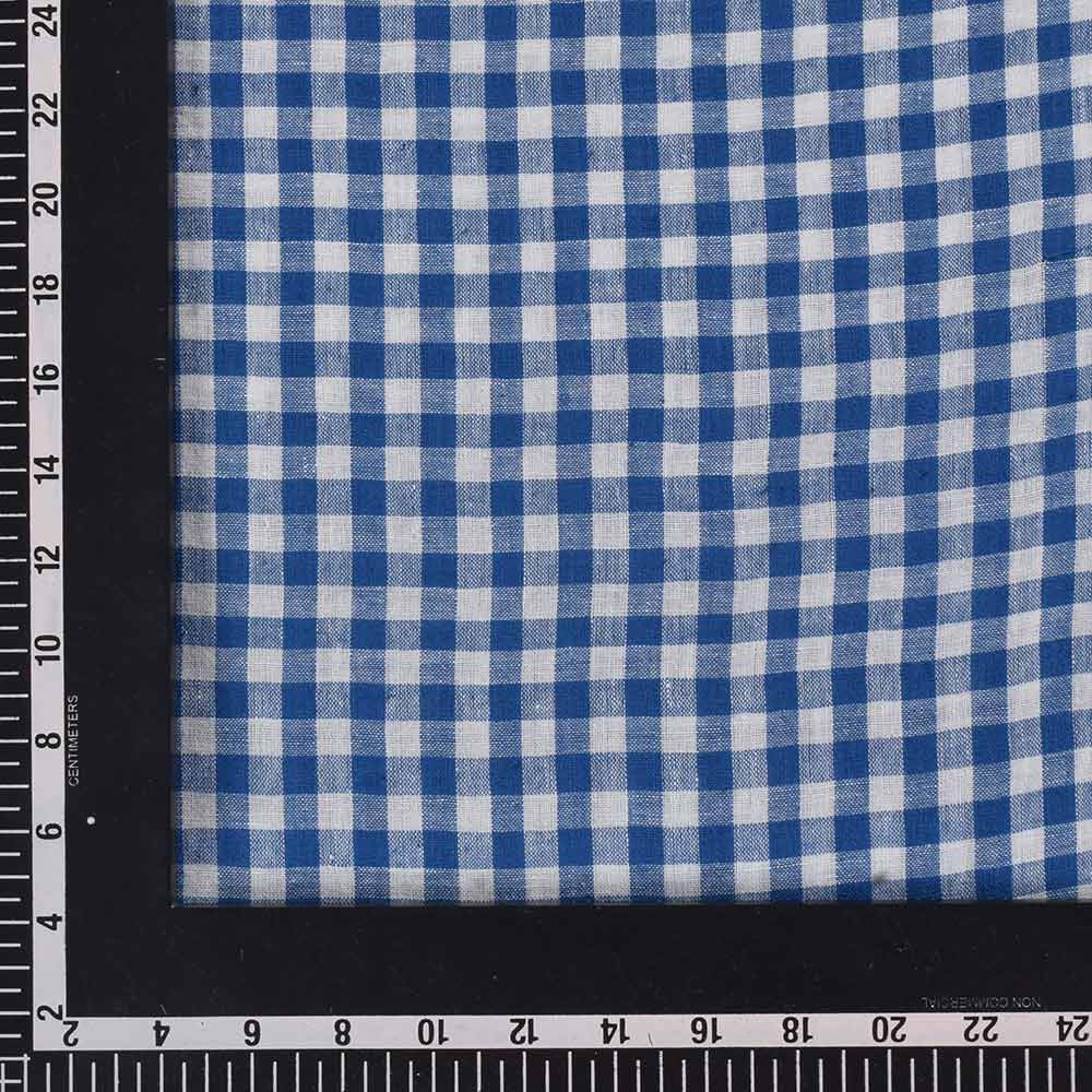CHECK WHITE & BLUE PURE COTTON 105 GSM HANDWOVEN FABRIC