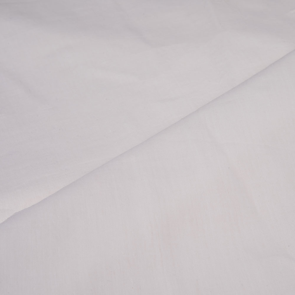 WHITE KHADI HANDSPUN & HANDWOVEN 75 GSM MUSLIN FABRIC - BLEACHED & DYEABLE