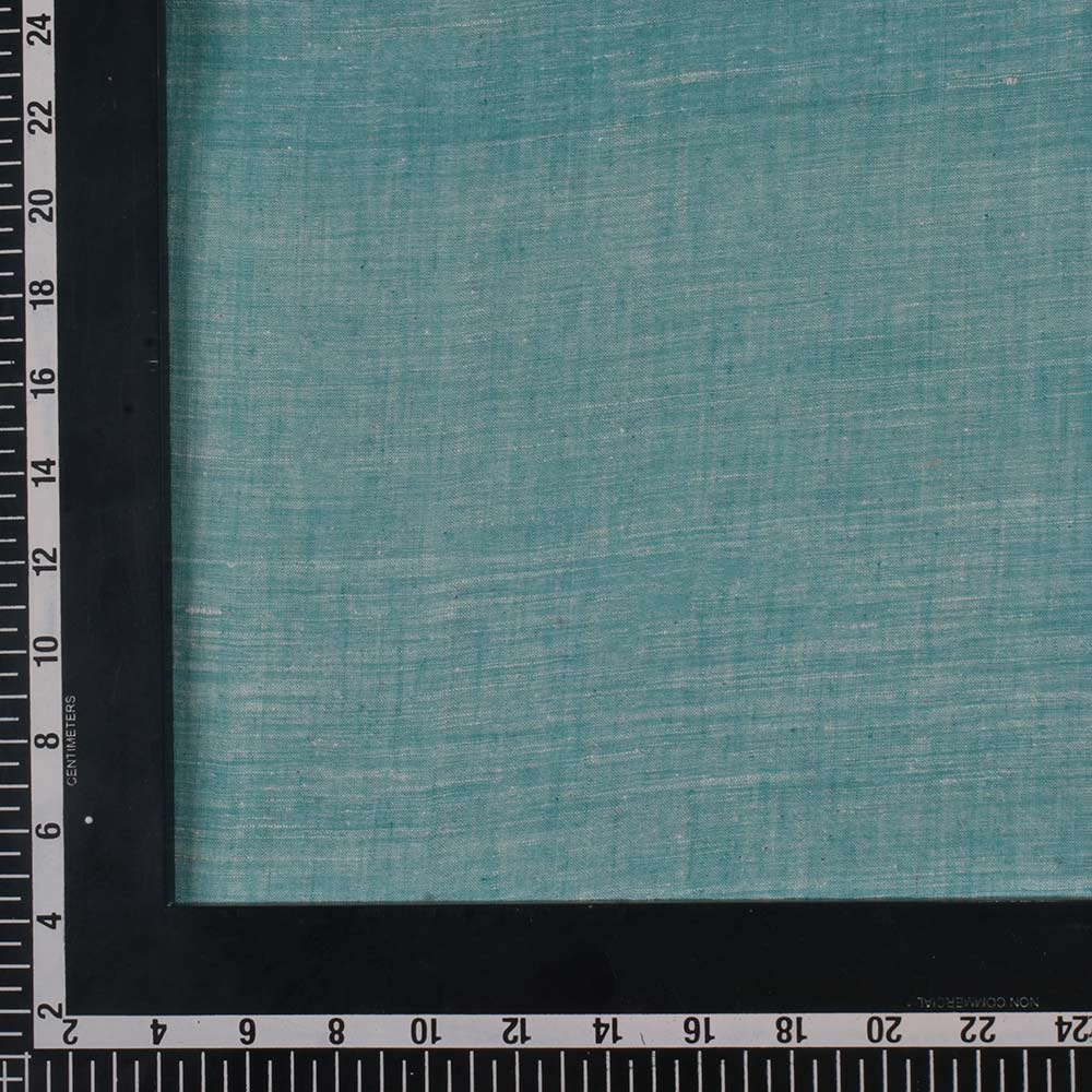 CHAMBRAY TEAL KHADI COTTON 75 GSM HANDWOVEN FABRIC