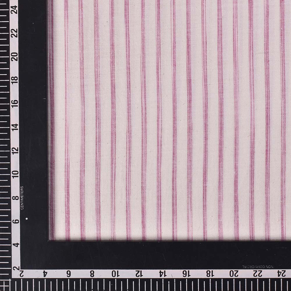 STRIPE WHITE PINK YARN TIE DYE PURE COTTON 105 GSM HANDWOVEN FABRIC