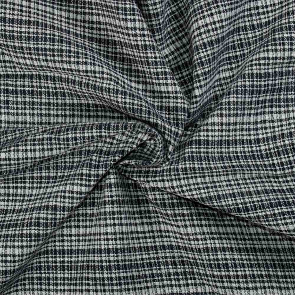 Check Black & White Khadi Cotton 115 GSM Handwoven Fabric