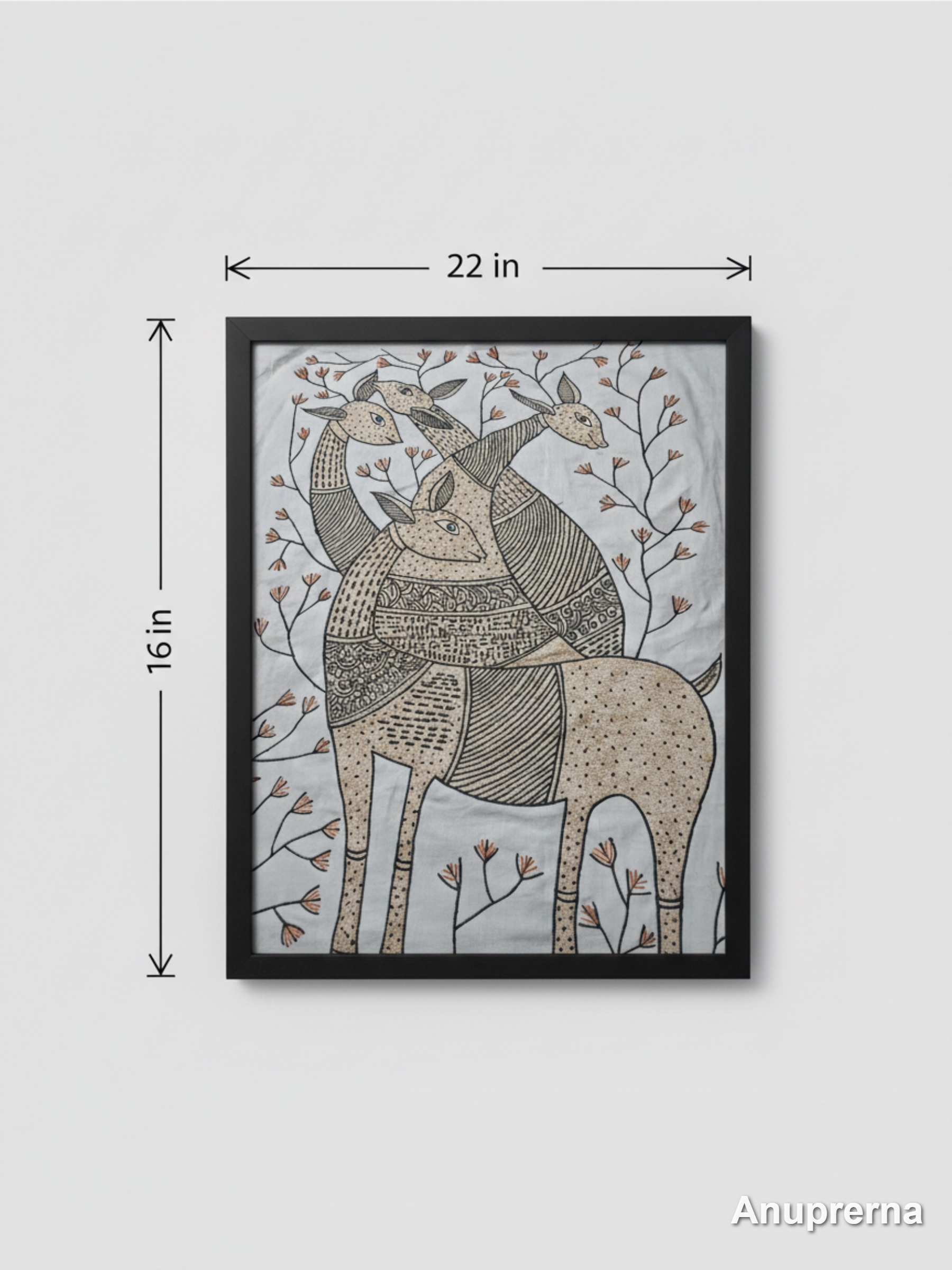 Deer In The Wild Kantha Wall Art Decor