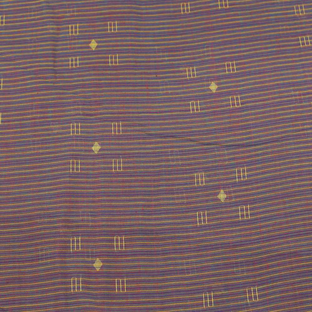 GEOMETRIC STRIPE MULTICOLOUR JAMDANI PURE COTTON 55 GSM FABRIC