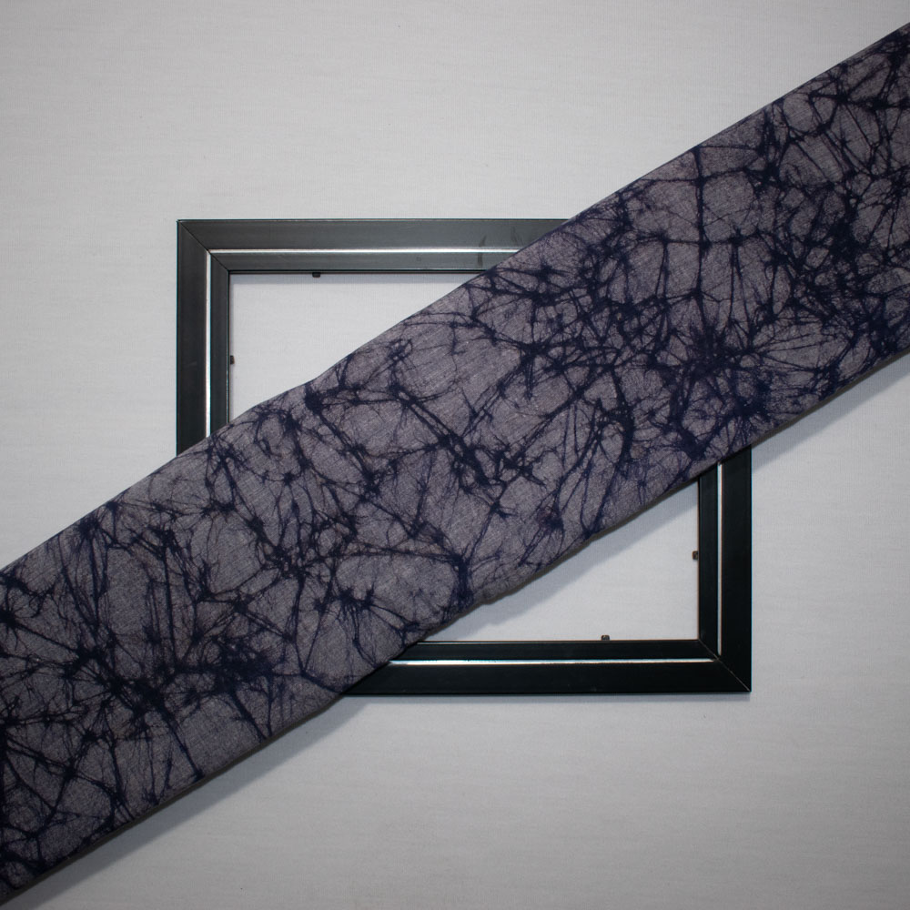 Abstract Grey Purple Batik Printed Khadi Cotton 105 GSM Handwoven Fabric