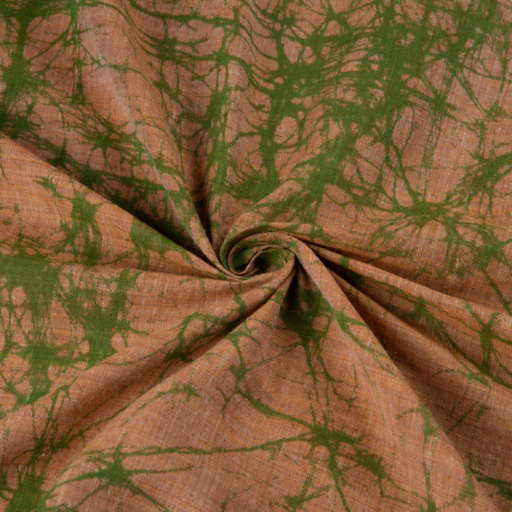 Abstract Brown Screenprinted Cotton Khadi 77 GSM Handwoven Fabric