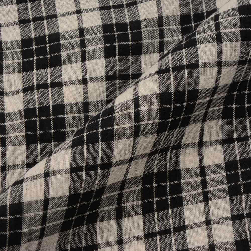 CHECK BLACK & WHITE PURE COTTON 87 GSM HANDWOVEN FABRIC