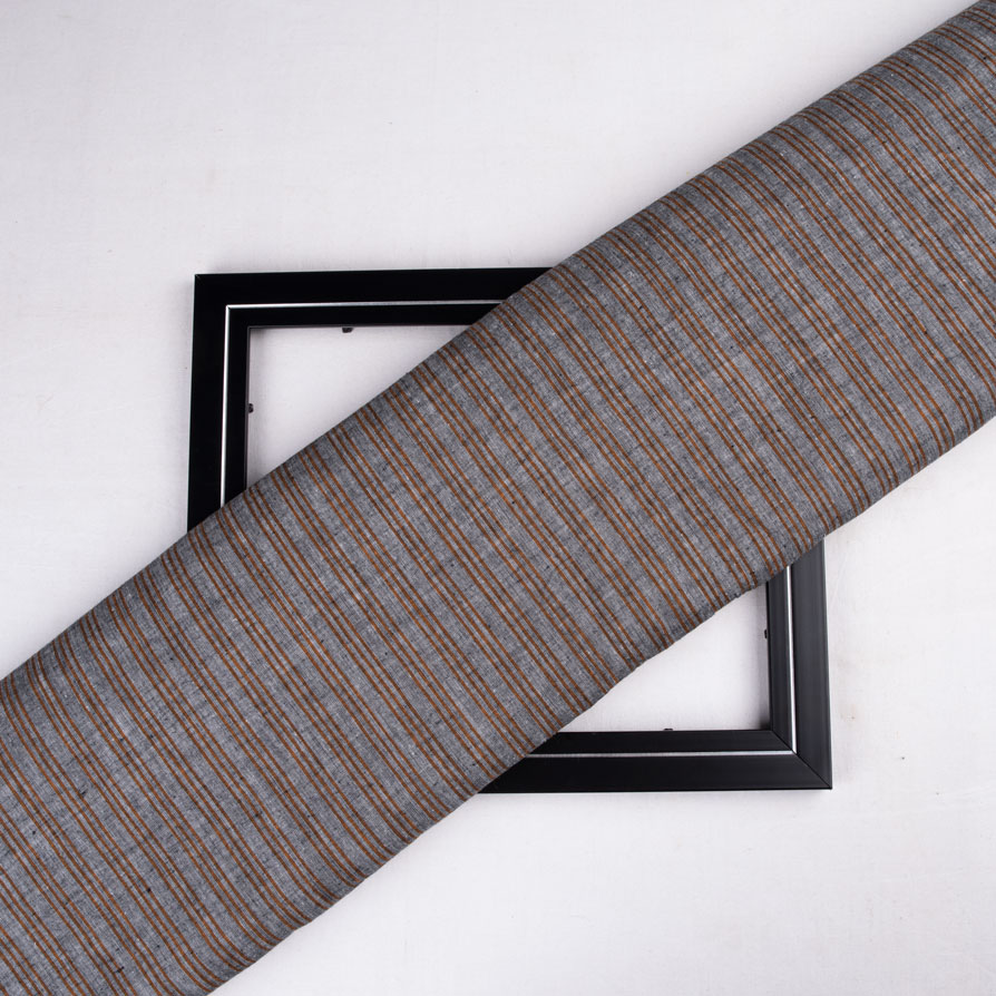 Stripe Grey Pure Cotton 67 GSM Handwoven Fabric