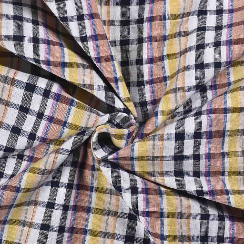 Check Multicolour Pure Cotton 95 GSM Handwoven Fabric 447