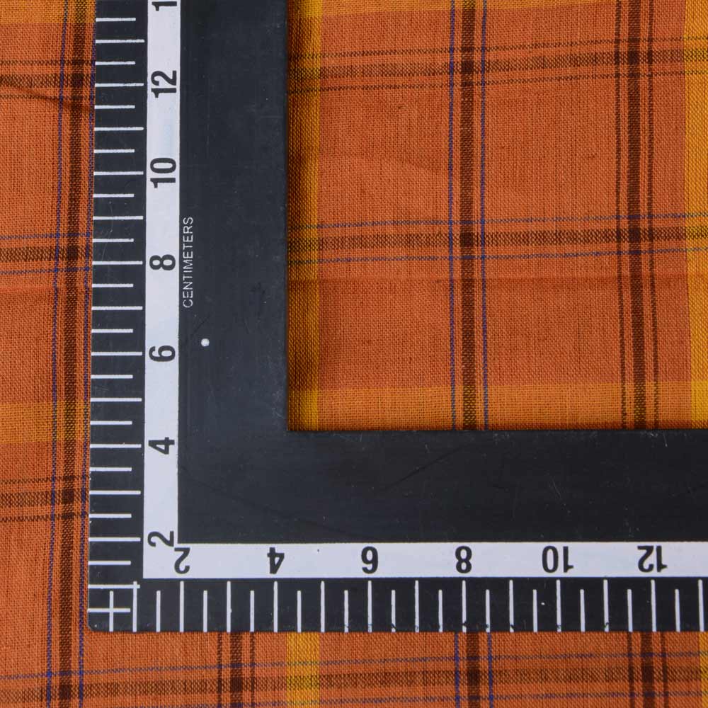 CHECK MUSTARD PURE COTTON 106 GSM HANDWOVEN FABRIC
