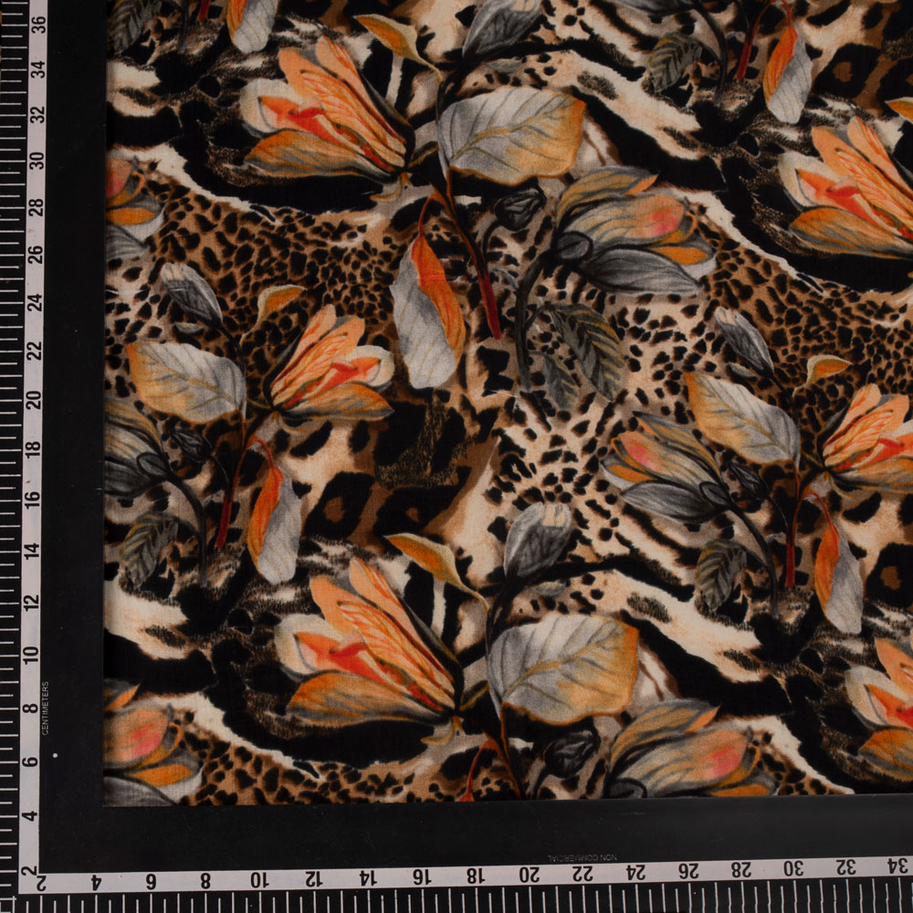 ABSTRACT MULTICOLOR DIGITAL PRINTED PURE SILK 40 GSM HANDWOVEN FABRIC