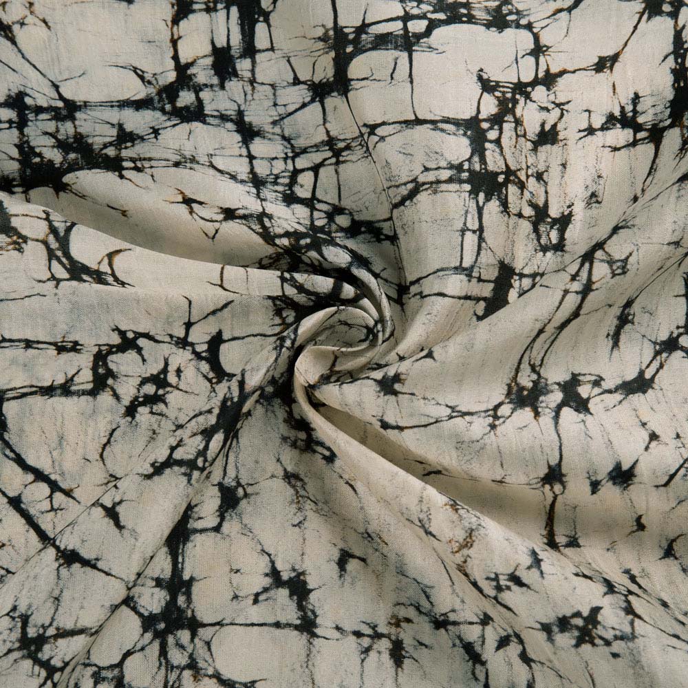 Abstract Black White Batik Mulberry Silk 