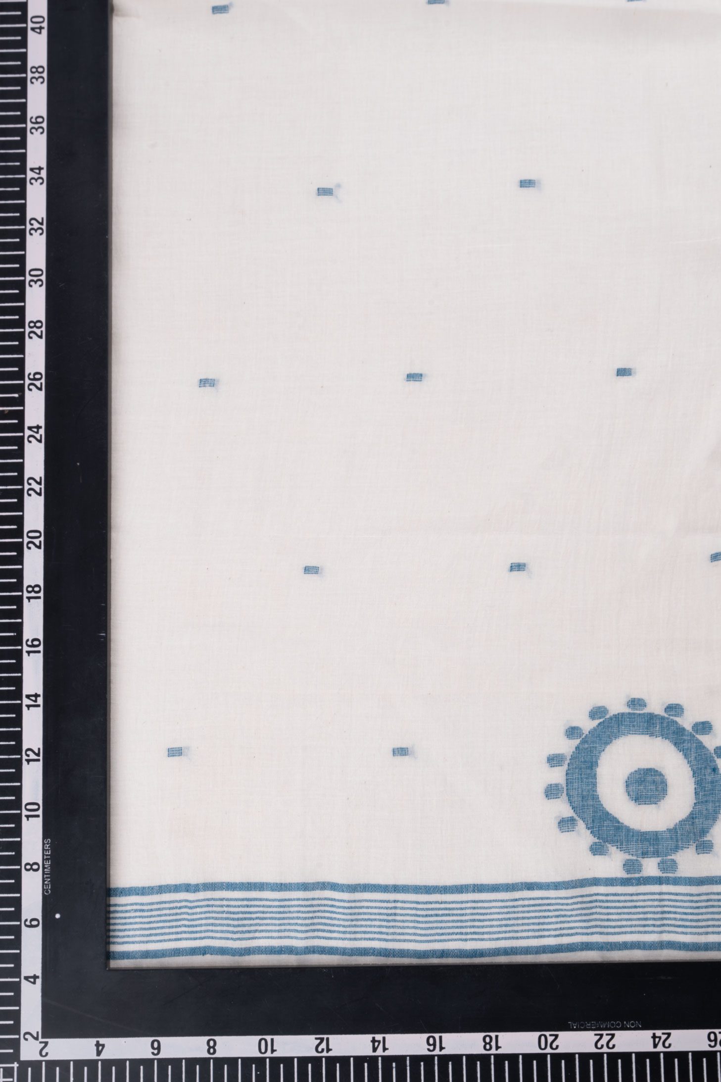GEOMETRIC STRIPE WHITE JAMDANI HANDWOVEN COTTON SCARF