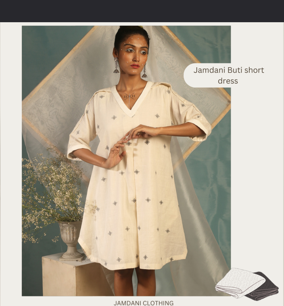 Jamdani Buti Short Dress