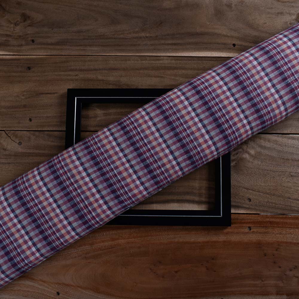 Check Multi Color Pure Cotton 105 GSM Handwoven Fabric