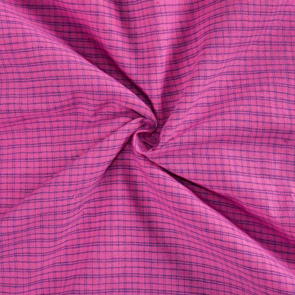 Check Pink Pure Cotton 102 GSM Handwoven Fabric