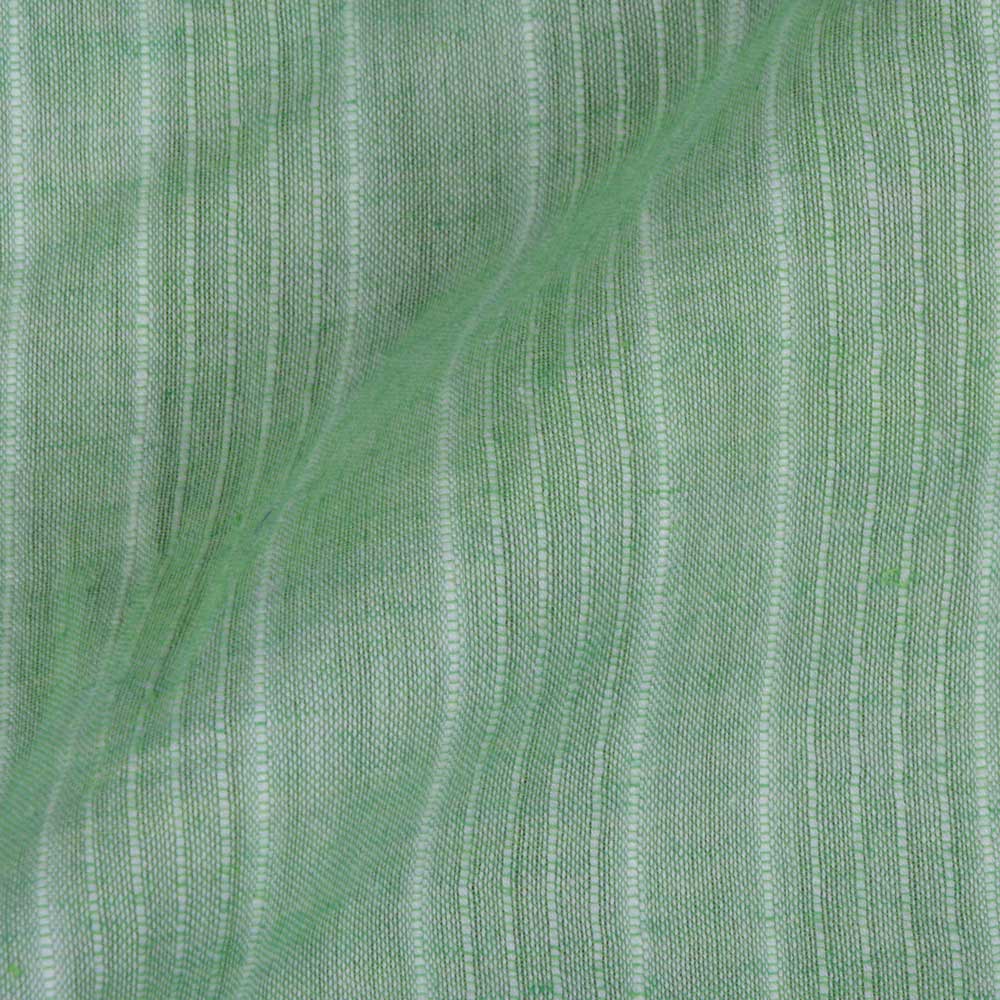 Stripe Green Pure Cotton 80 GSM Handwoven Fabric