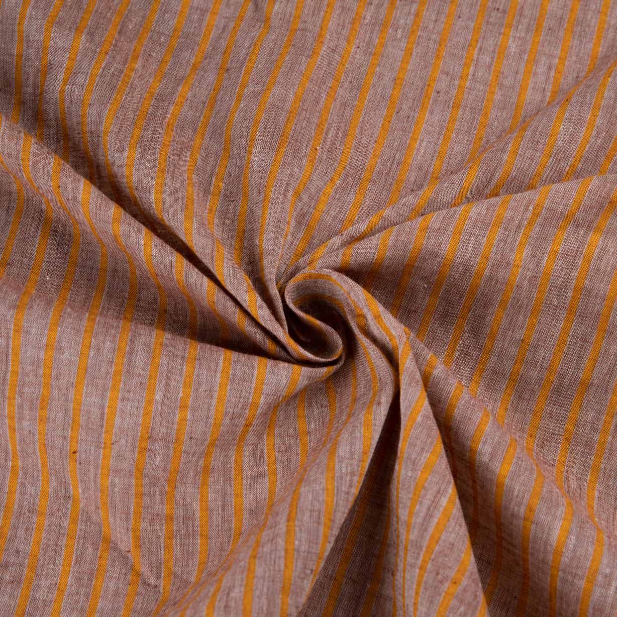 Stripe Brown Pure Cotton 71 GSM Handwoven Fabric