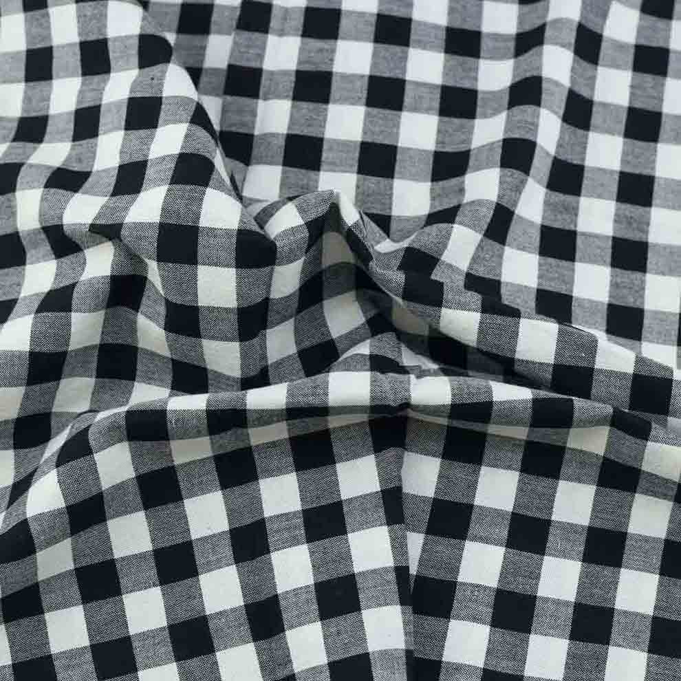 CHECK BLACK & WHITE PURE COTTON 68 GSM HANDWOVEN FABRIC