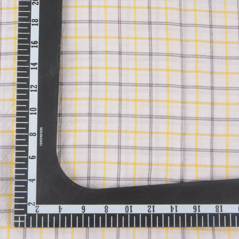 CHECK YELLOW BLACK & WHITE 60 GSM HANDWOVEN COTTON FABRIC