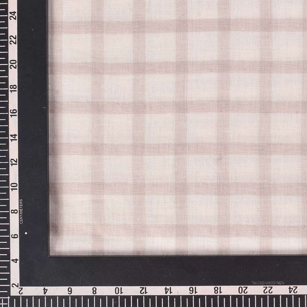 CHECK WHITE CREAM PURE COTTON 98 GSM HANDWOVEN FABRIC