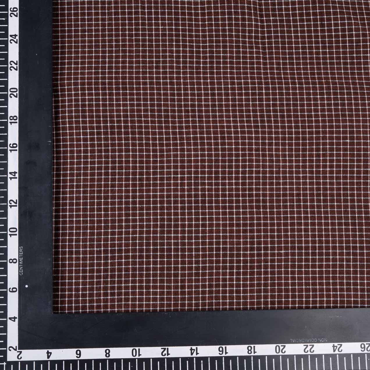 CHECK BROWN PURE COTTON 88 GSM HANDWOVEN FABRIC
