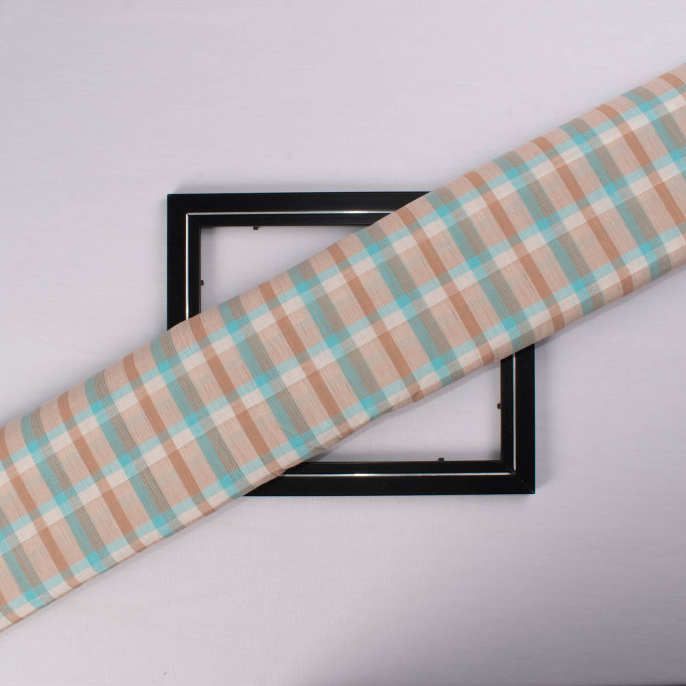 Check Multicolor Pure Cotton 100 GSM Handwoven Fabric 605