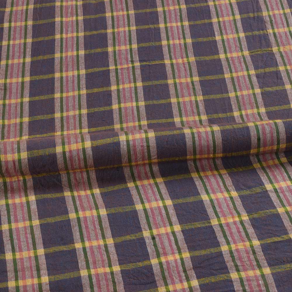 CHECK MULTICOLOR PURE COTTON 68 GSM HANDWOVEN FABRIC