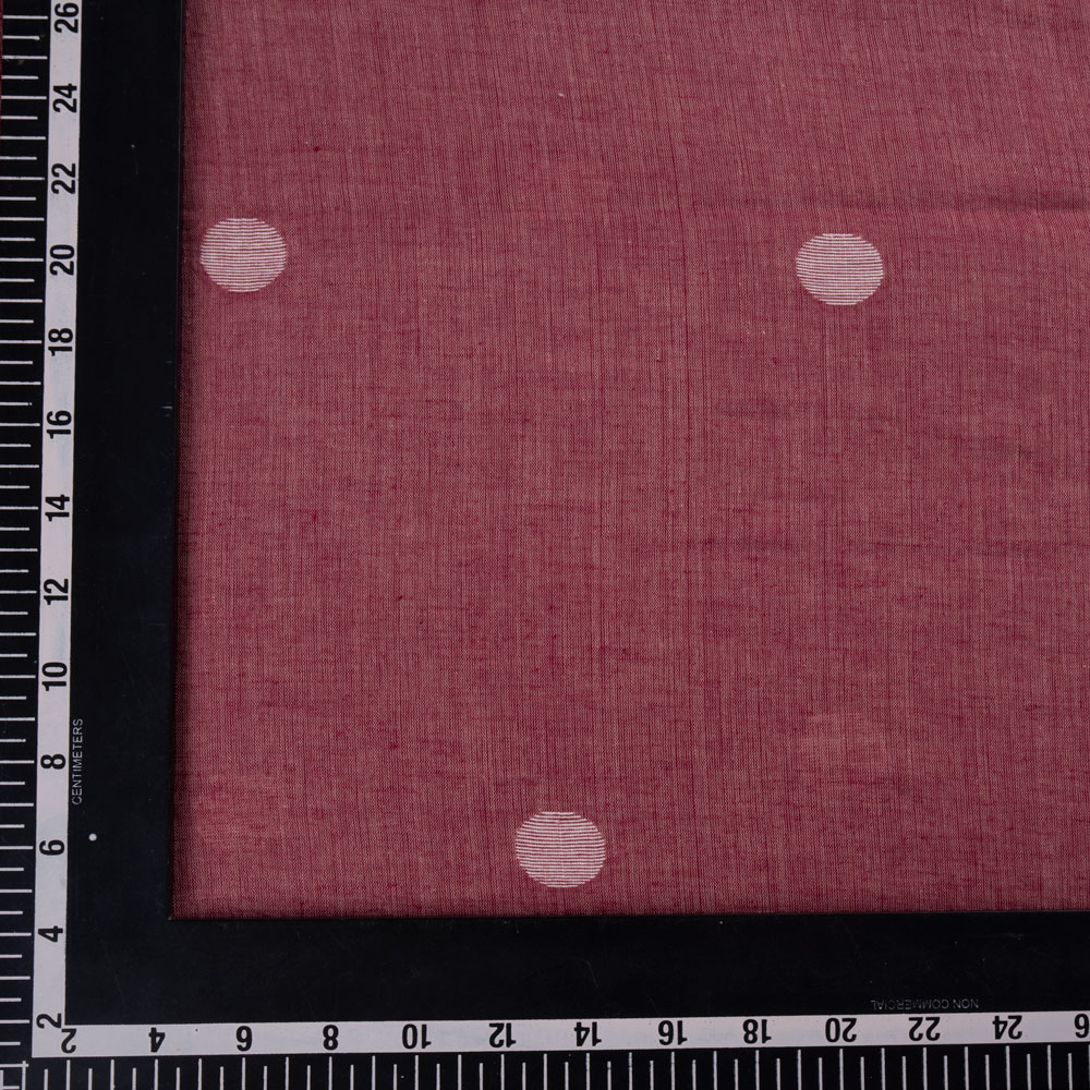 POLKA DOT MAROON JAMDANI PURE COTTON 56 GSM HANDWOVEN FABRIC