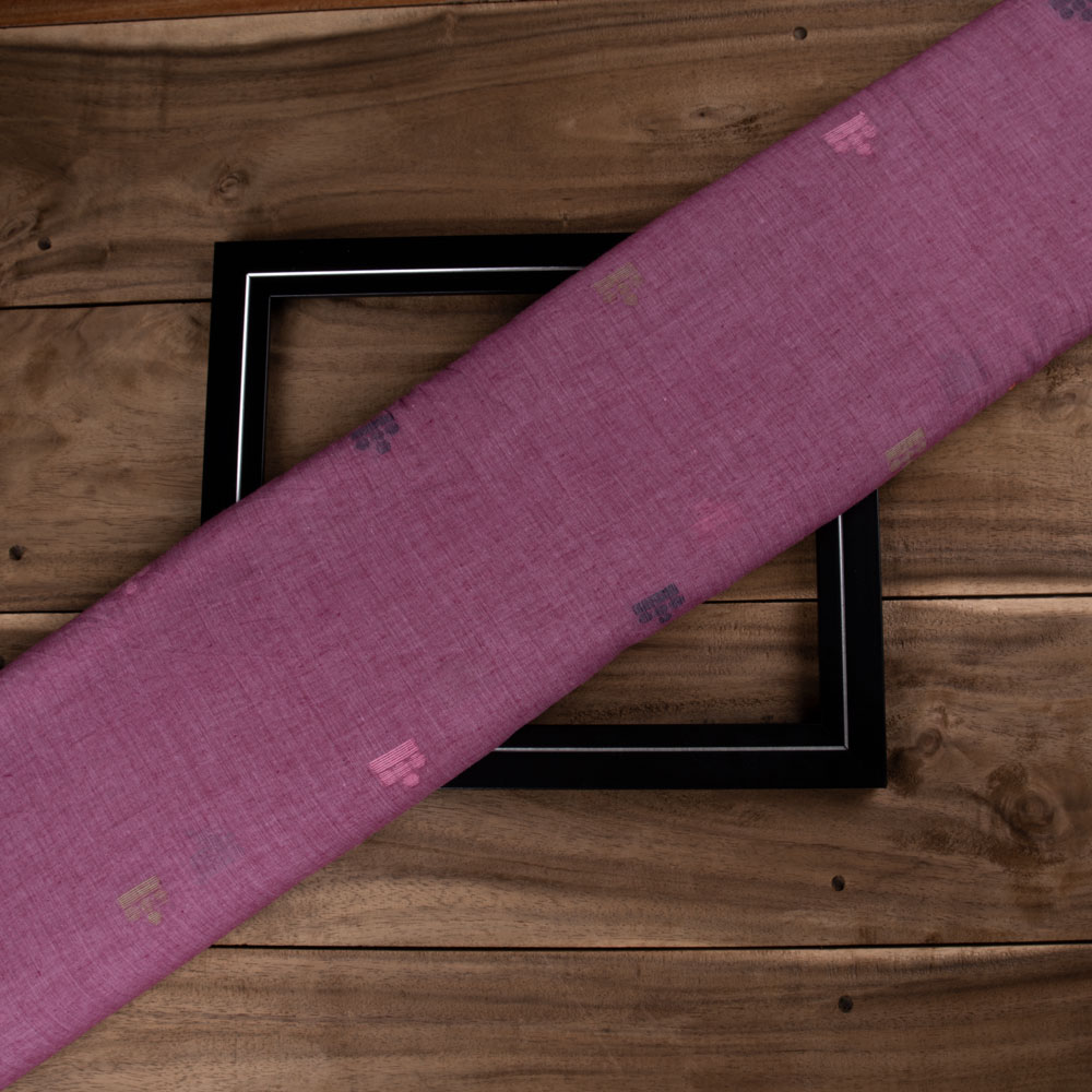 Geometric Plum Jamdani Pure Cotton 56 GSM Handwoven Fabric